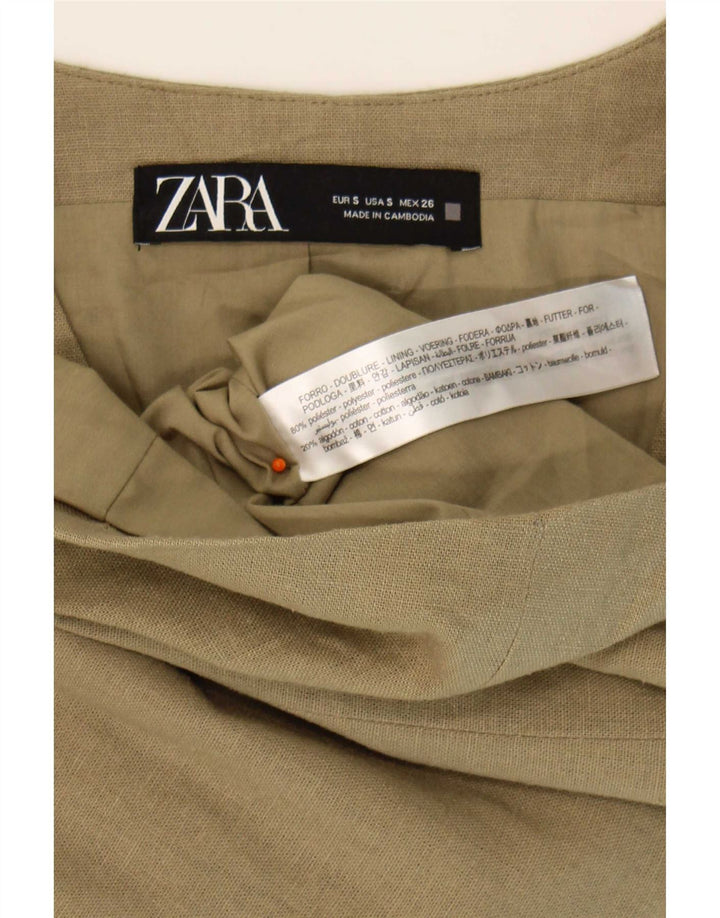 Vestă pentru femei Zara UK 10 Mic Kaki Poliester