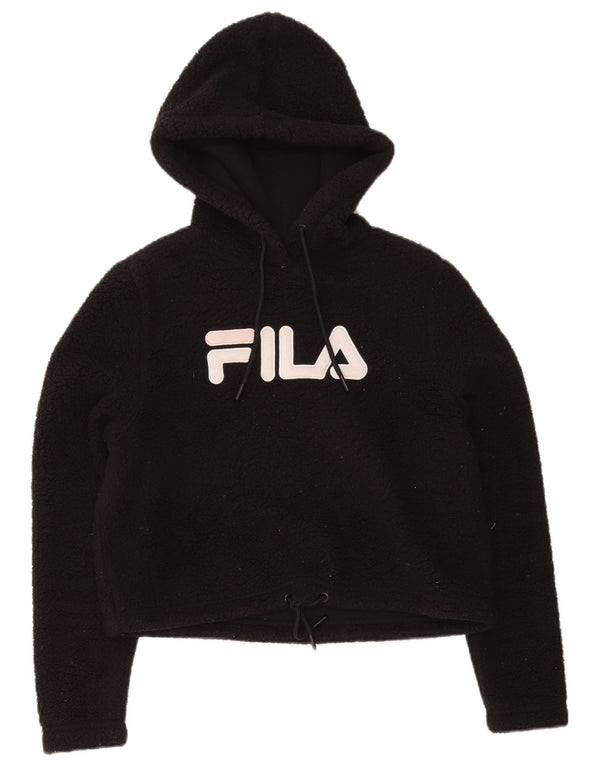Pulover Fila pentru femei, supradimensionat, din fleece, cu capota, UK 10, negru