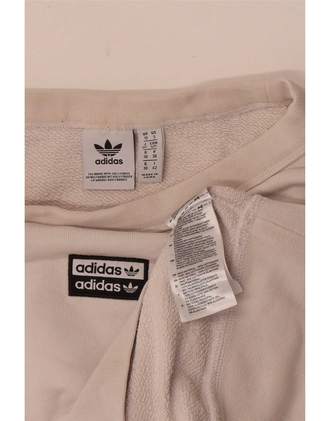 Pulover supradimensionat pentru femei Adidas UK 10 Bumbac alb mic