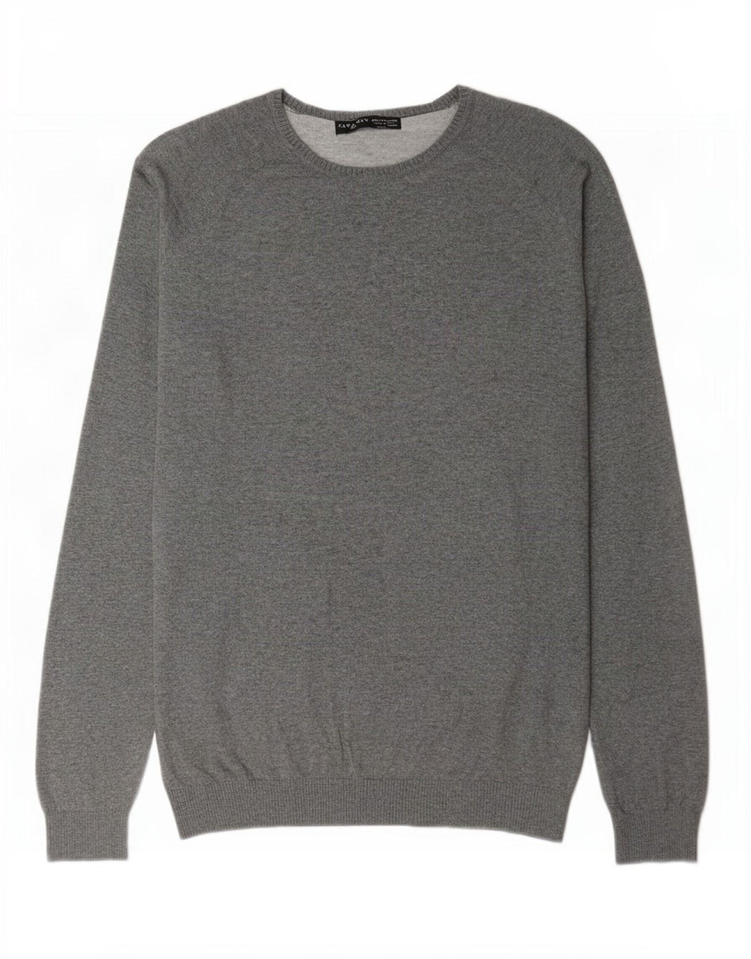 Pulover pentru bărbați Zara, cu gât crew, XL, bumbac gri