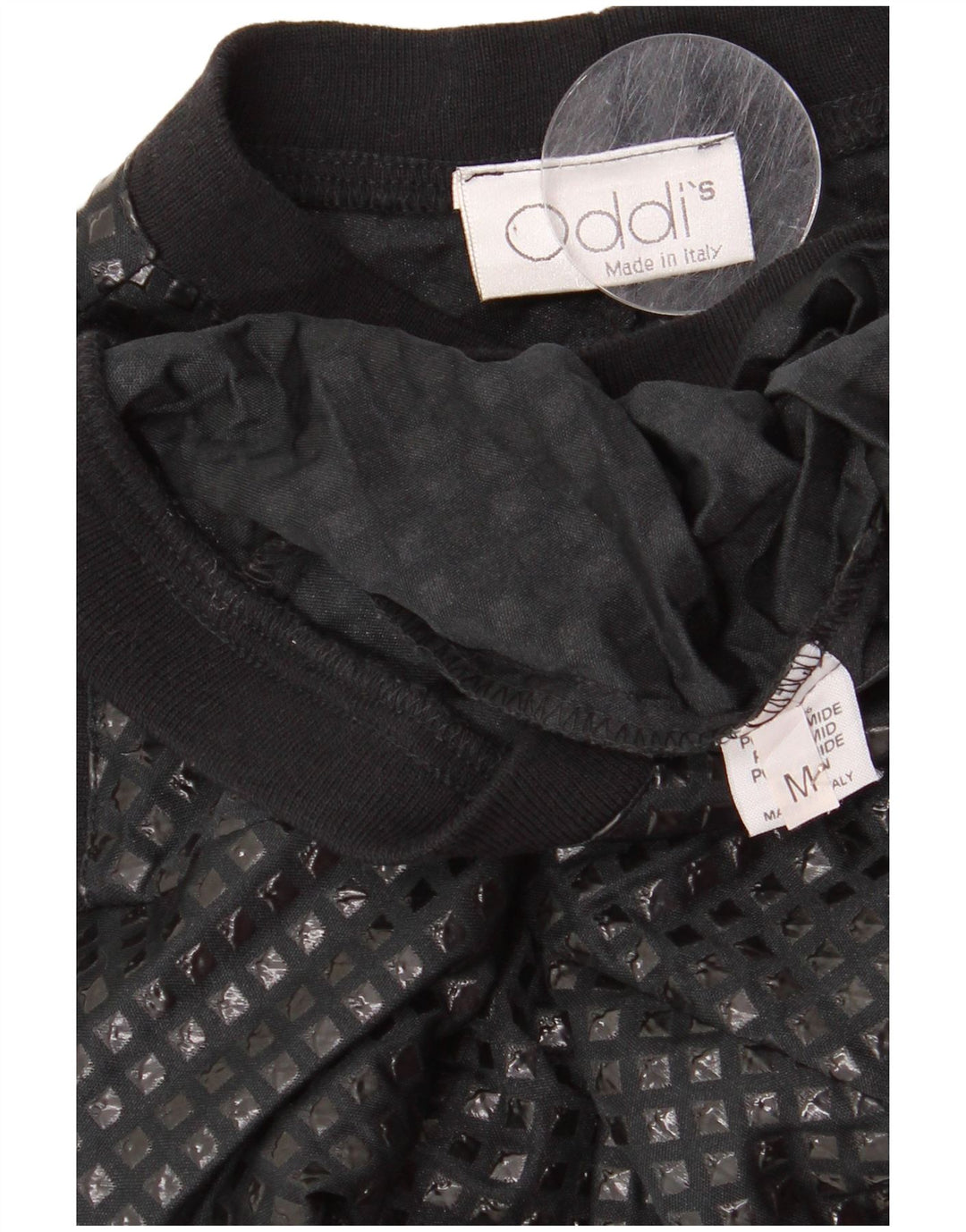 Bluză de cămașă vintage pentru femei UK 12 Medium Black Geometric Poliamidă