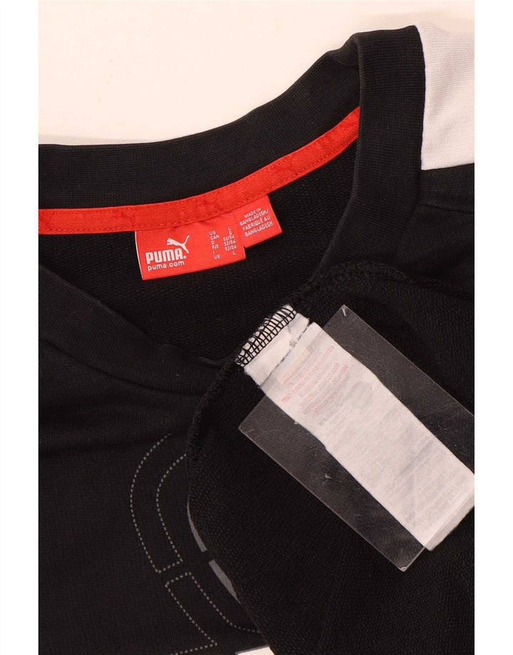 Pulover cu grafică Puma pentru bărbați, bumbac mare, negru, bloc de culoare