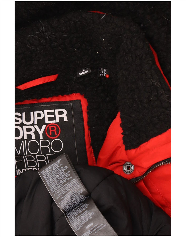 Jachetă Parka cu glugă Superdry pentru femei UK 14 Poliester roșu mare