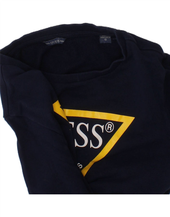 GUESS Boys Graphic Top Long Sleeve 9-10 Years Navy Blue Cotton Vintage Guess and Second-Hand Guess from Messina Hembry 