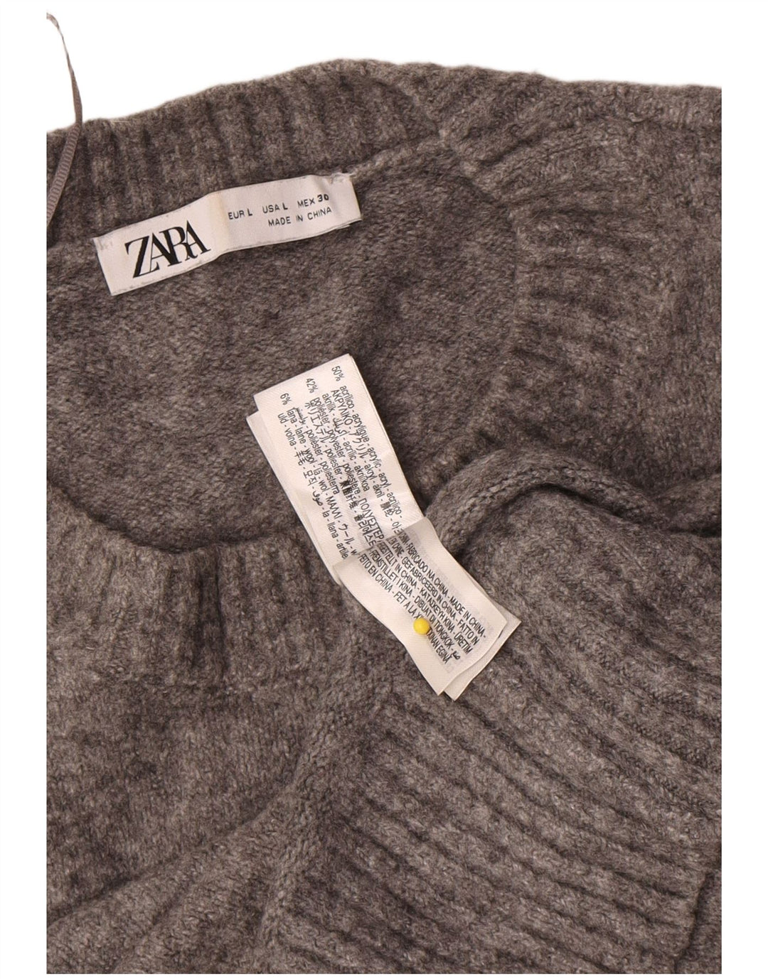 Pulover supradimensionat pentru femei Zara, cu gâtul turn, UK 16, mare, gri acrilic