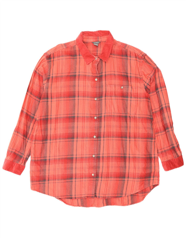 Cămașă de flanel pentru femei EDDIE BAUER UK 16, mare, roșu, din bumbac