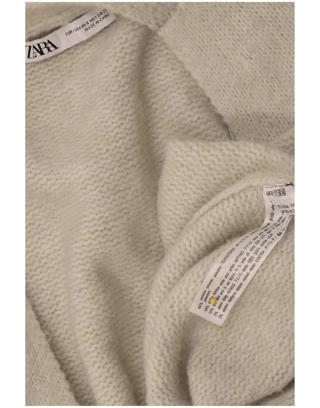 Pulover cardigan deschis supradimensionat pentru femei Zara UK 6 XS poliester gri