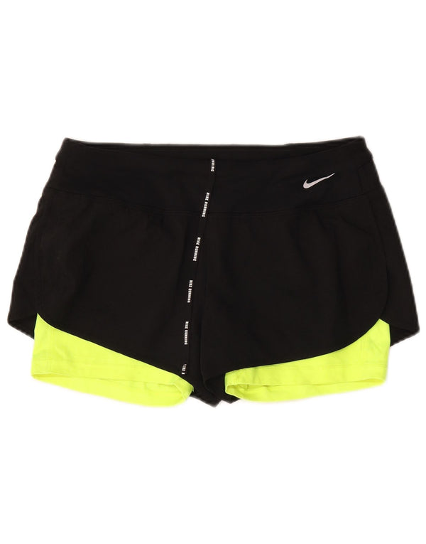 Pantaloni scurți sport Nike Dri Fit pentru femei UK14 Medium Black Colorblock