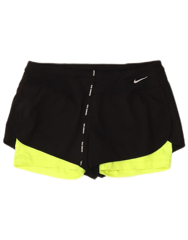 Pantaloni scurți sport Nike Dri Fit pentru femei UK14 Medium Black Colorblock