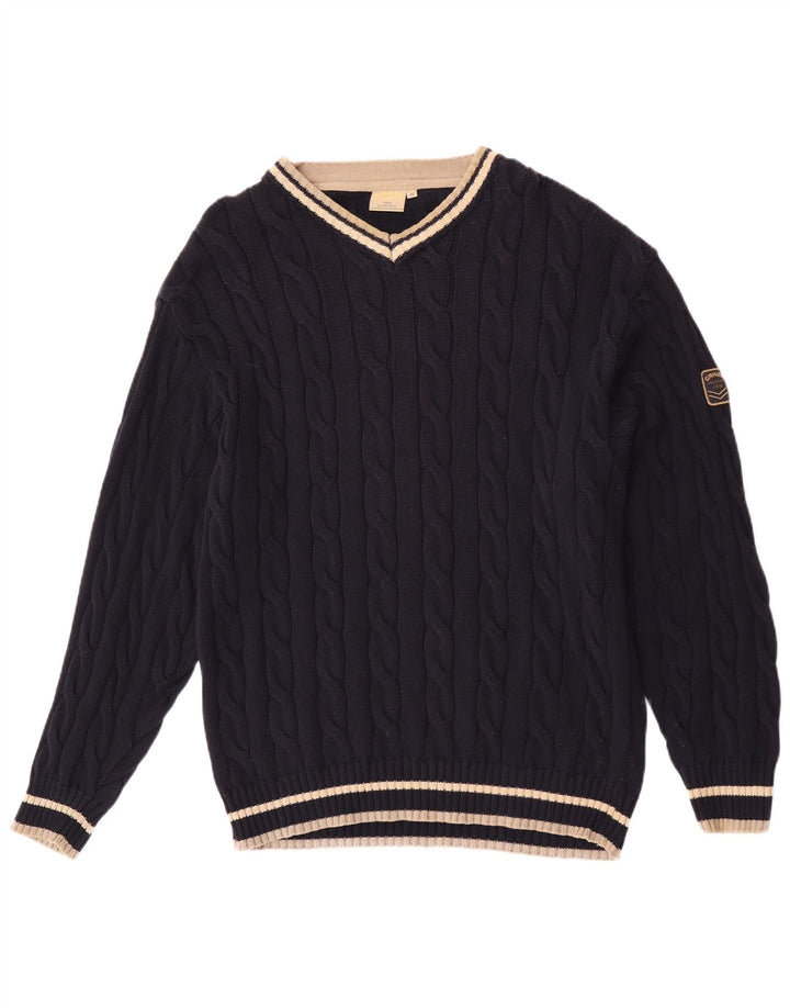 Pulover pentru bărbați Camel Active cu decolteu în V, bumbac mediu albastru bleumarin