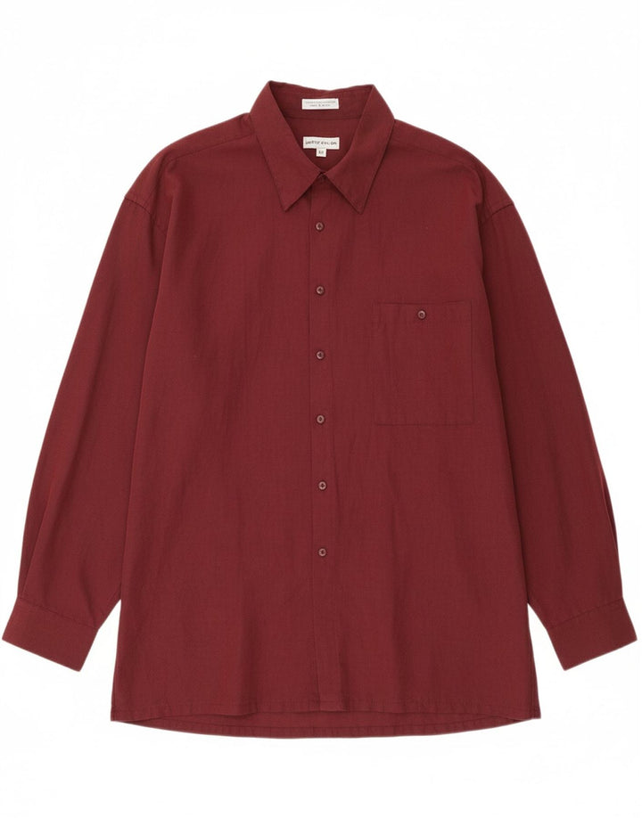 PIERRE CARDIN Mens Shirt 2XL Maroon Rayon Vintage Pierre Cardin and Second-Hand Pierre Cardin from Messina Hembry 