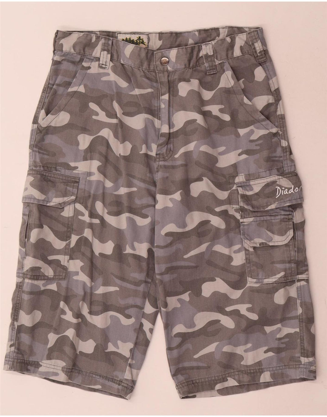 Pantaloni scurți cargo pentru bărbați Diadora W34, bumbac camuflaj, gri mare
