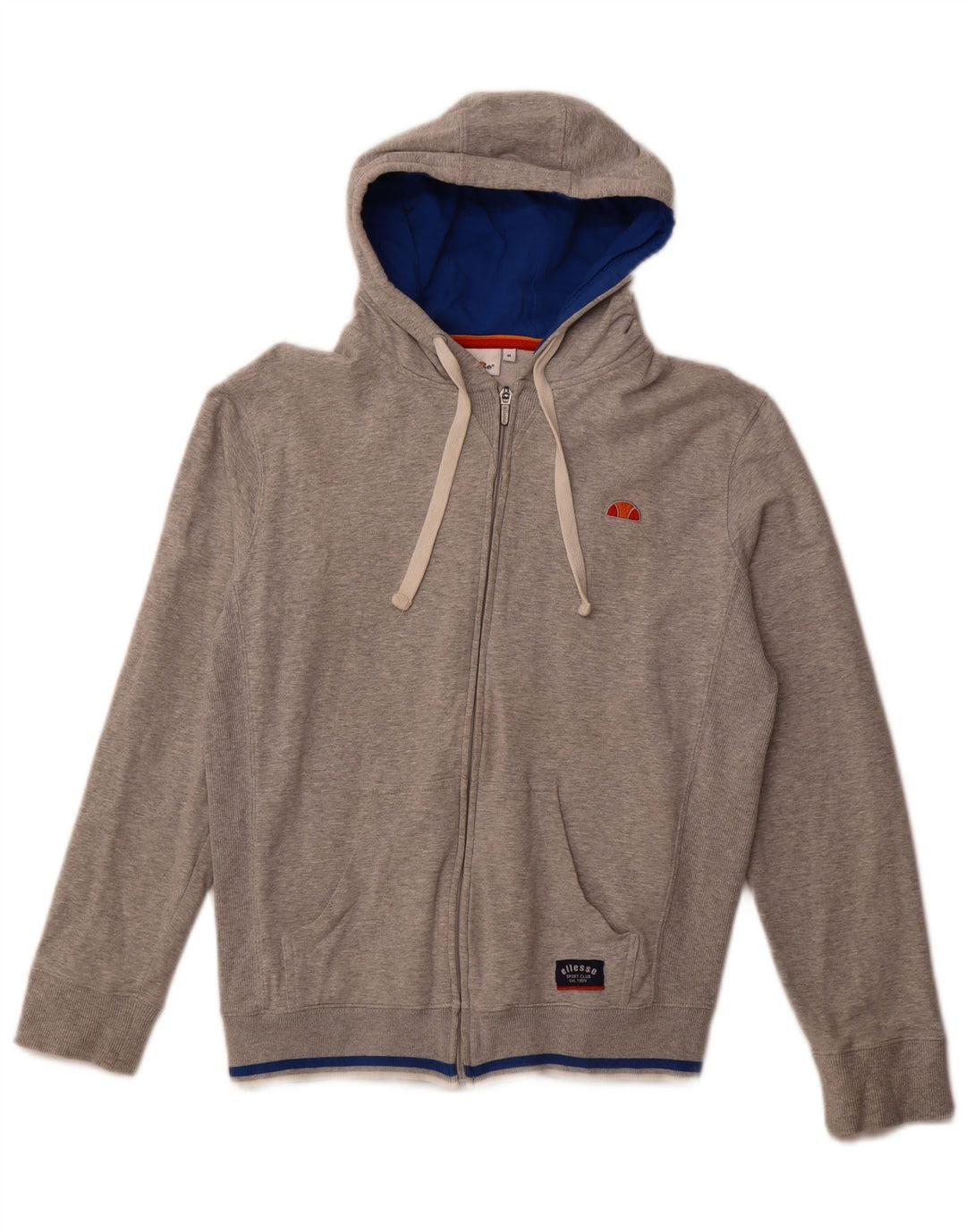 ELLESSE Womens Zip Hoodie Sweater UK 14 Medium Grey Cotton