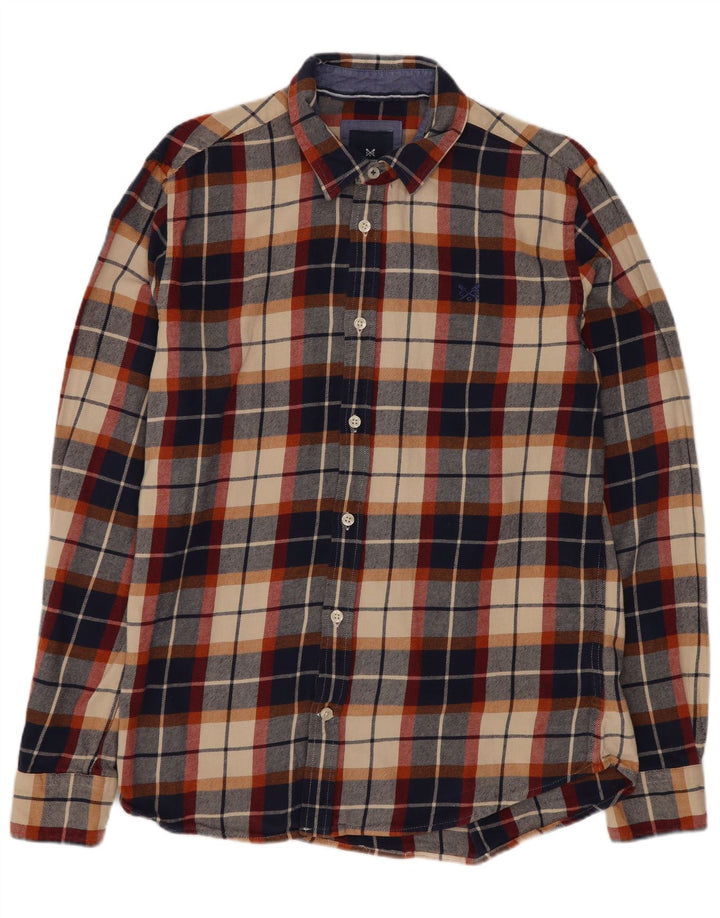 Crew Clothing Cămașă de flanel pentru bărbați, bumbac cu carouri, albastru marin mediu