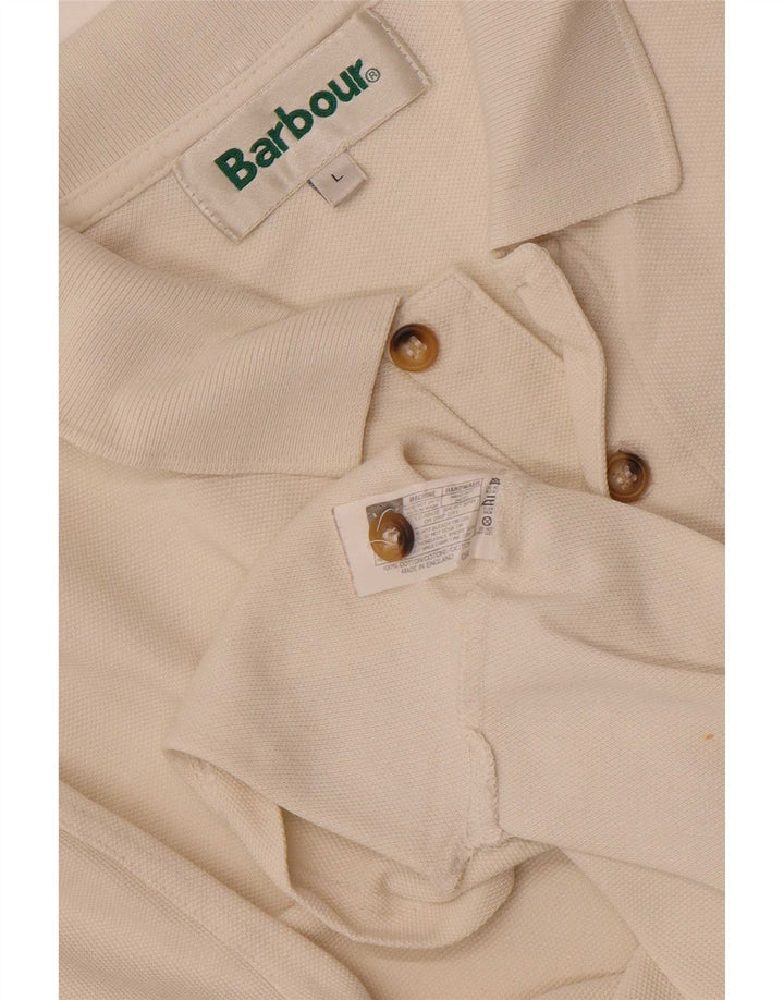 Tricou polo Barbour pentru bărbați, mare din bumbac alb