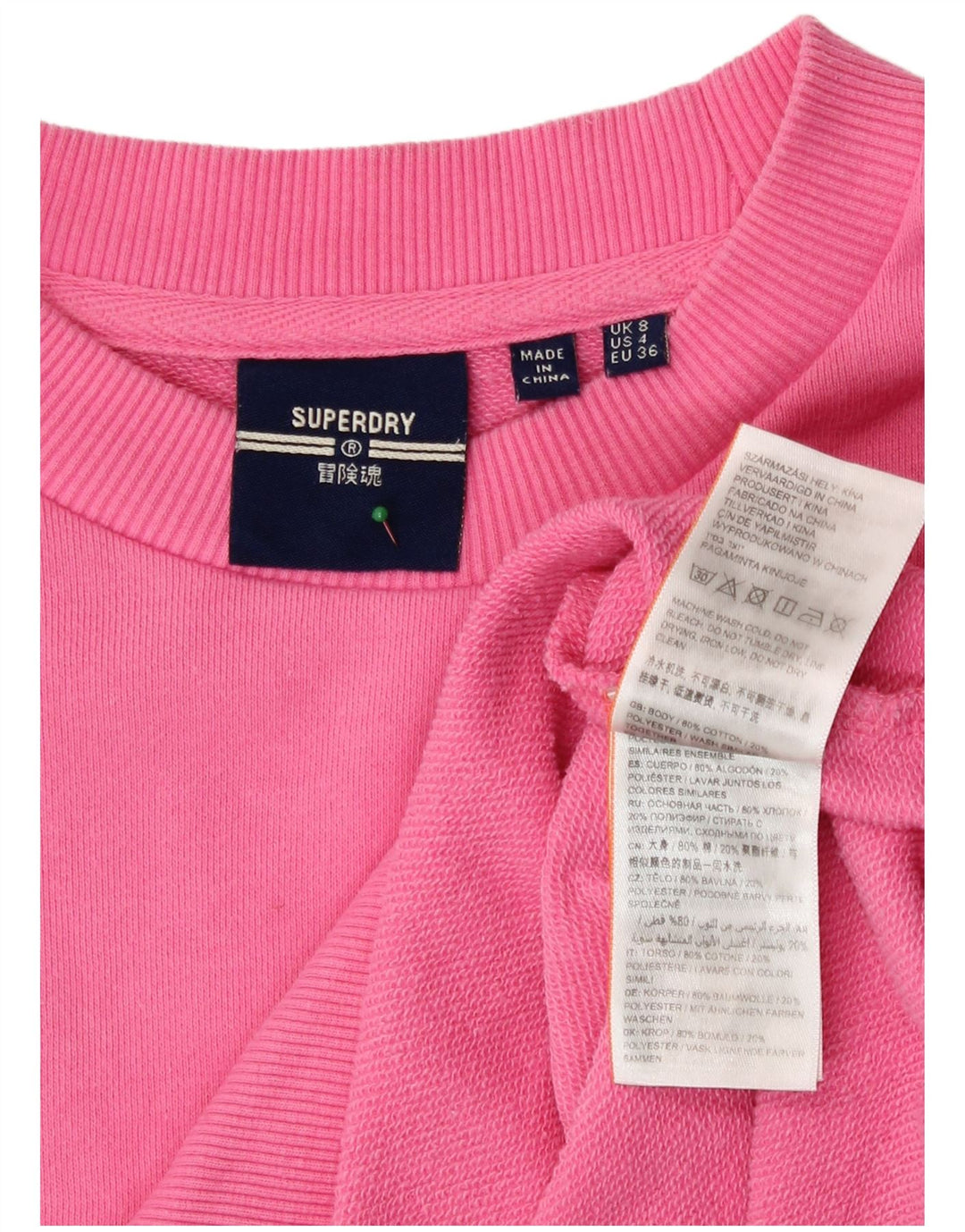 Pulover supradimensionat pentru femei Superdry UK 8 mic bumbac roz