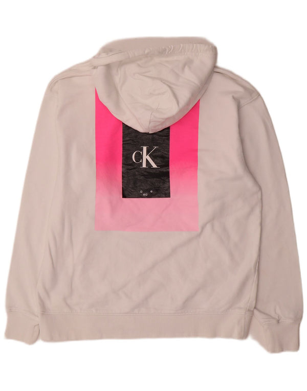 Calvin Klein Jeans Pulover supradimensionat cu capota pentru femei UK 10 Small White