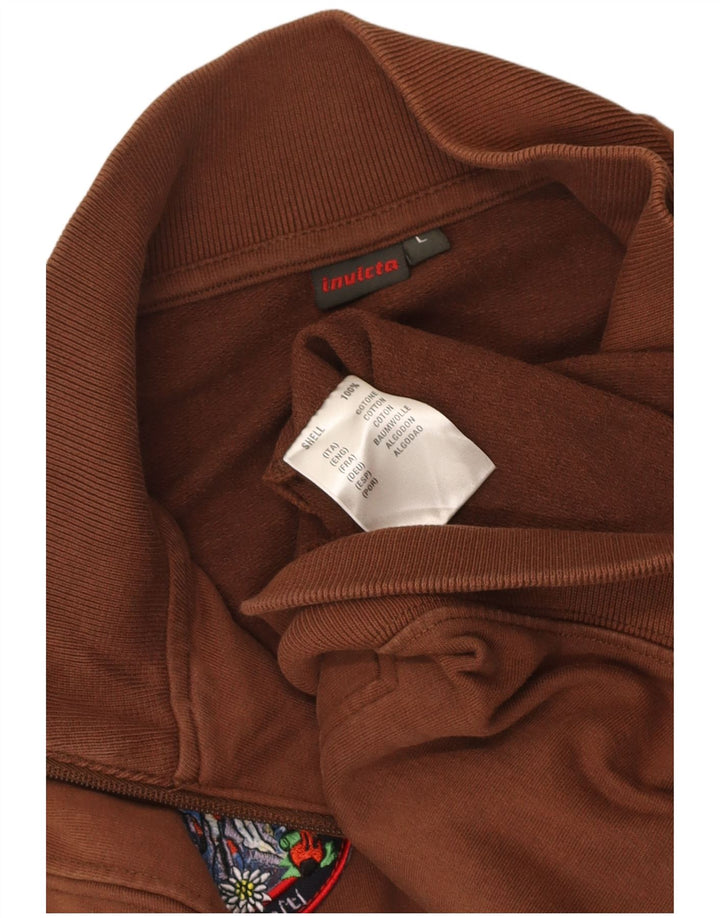 INVICTA Mens Graphic Tracksuit Top Jacket Large Brown Cotton