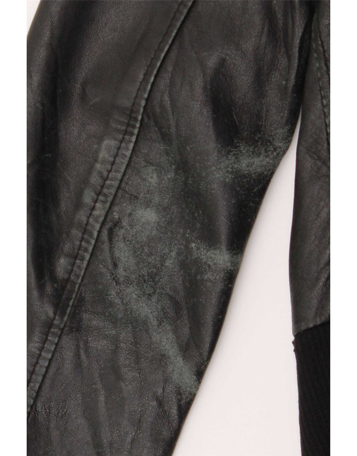 Jachetă de piele crop pentru femei Sasch UK 12 Medium Black