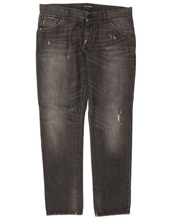 Dolce & Gabbana Blugi Distressed drepte pentru femei IT 50 XL W36 L32 gri