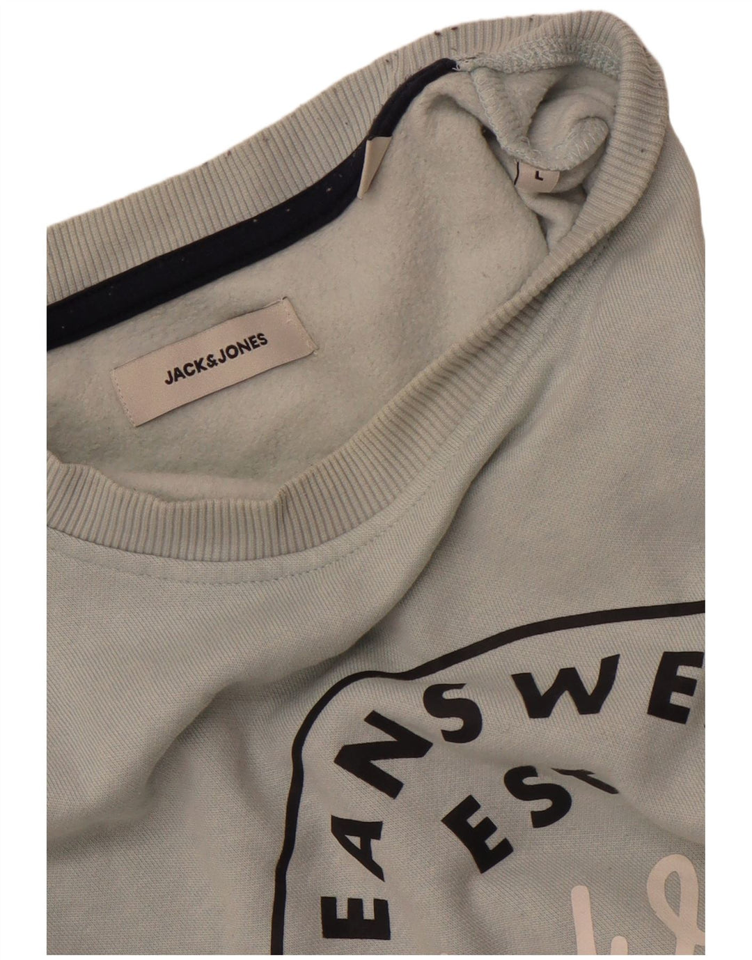 JACK & JONES Pulover grafic pentru bărbați, mare, albastru