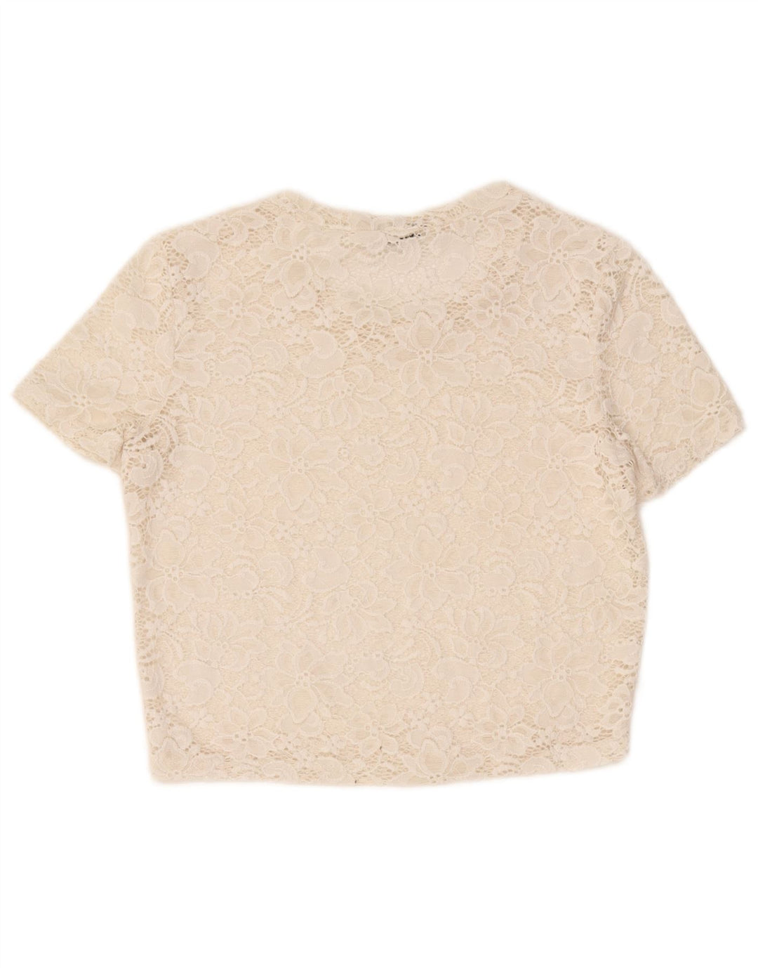 Bluză de top pentru femei Zara Crop See Through UK 12 Medium Off White Floral