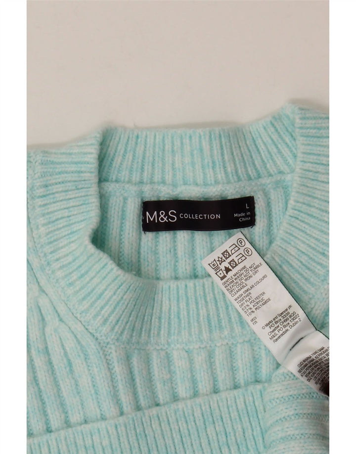 MARKS & SPENCER Pulover pentru femei cu decolteu rotund UK 16 Poliester albastru mare