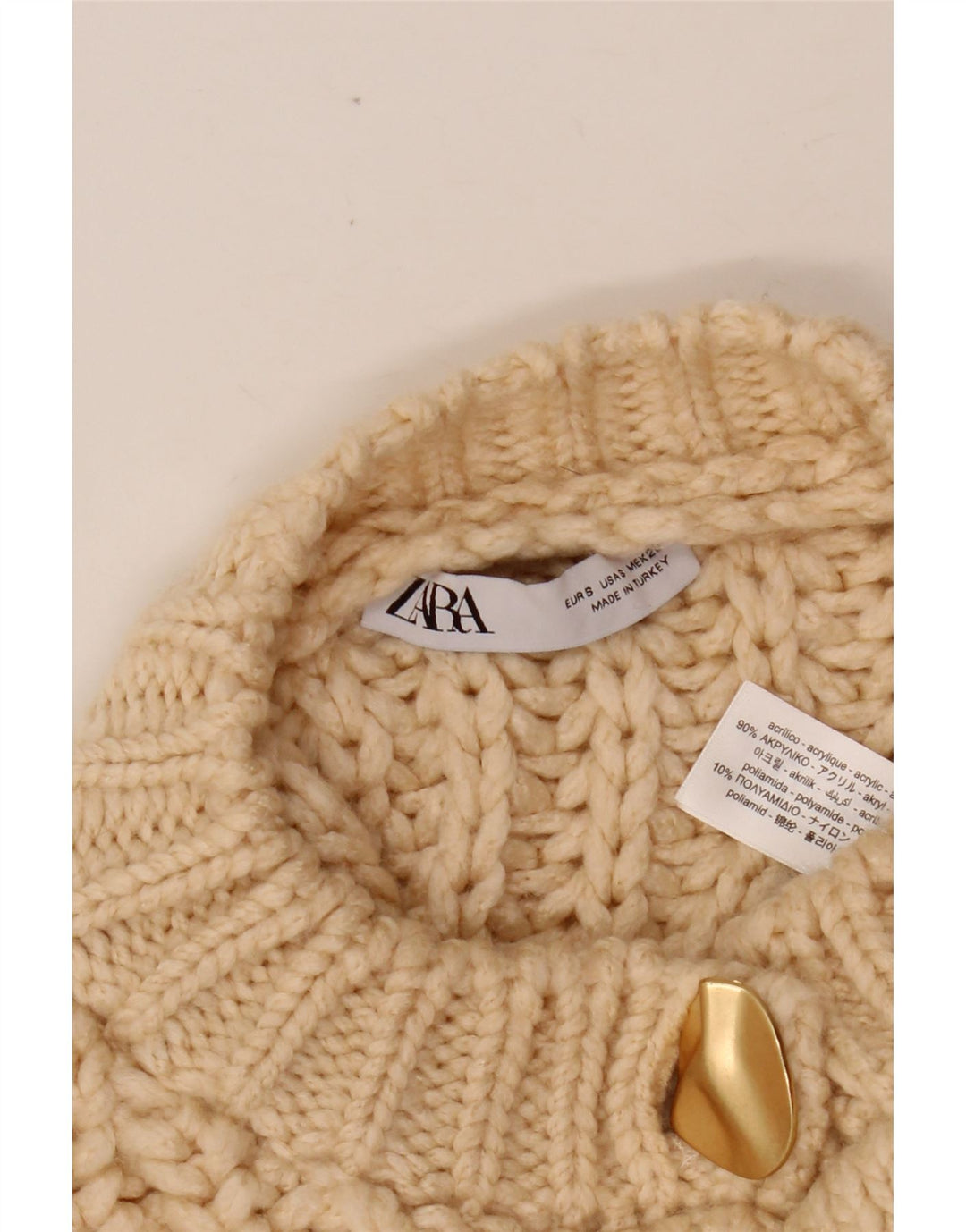 Pulover cardigan supradimensionat pentru femei ZARA UK 10 Mic Bej Acrilic