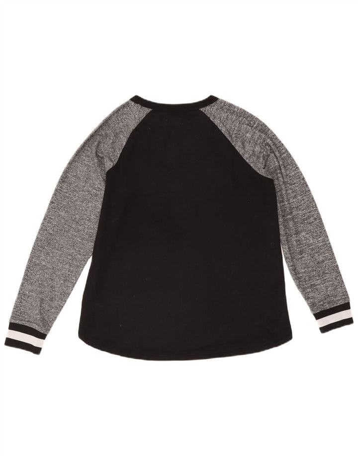 Dkny Top grafic pentru femei cu mânecă lungă UK 10, mic, negru, poliester color bloc