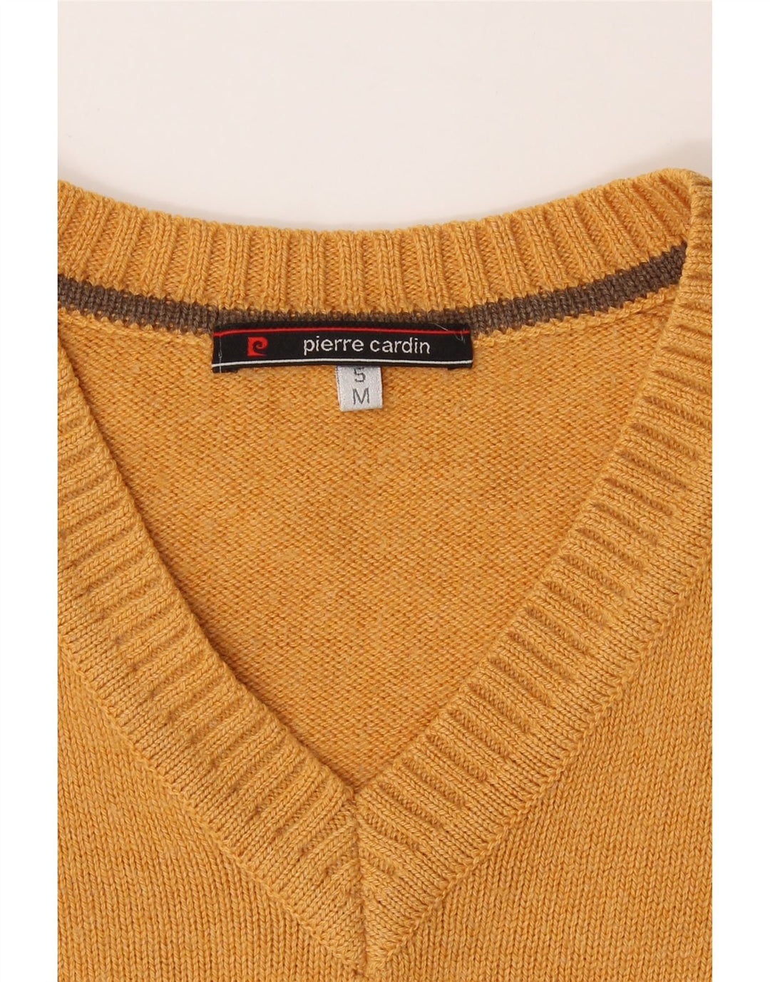 PIERRE CARDIN Mens V-Neck Jumper Sweater Small Yellow Vintage Pierre Cardin and Second-Hand Pierre Cardin from Messina Hembry 