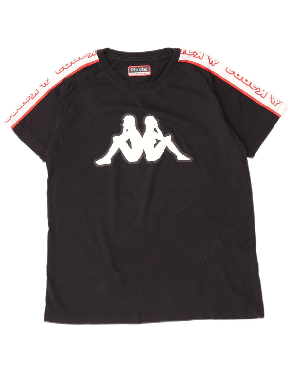 Tricou grafic Kappa pentru femei Top UK 14, mare, negru, color block, bumbac