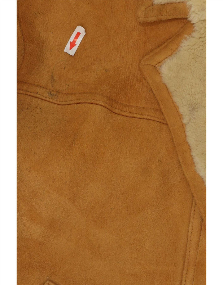 Jachetă vintage pentru bărbați din shearling IT 54 2XL din piele maro
