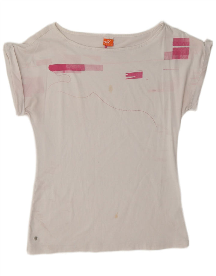 Tricou pentru femei Puma Top UK 12 Medium White Geometric Bumbac