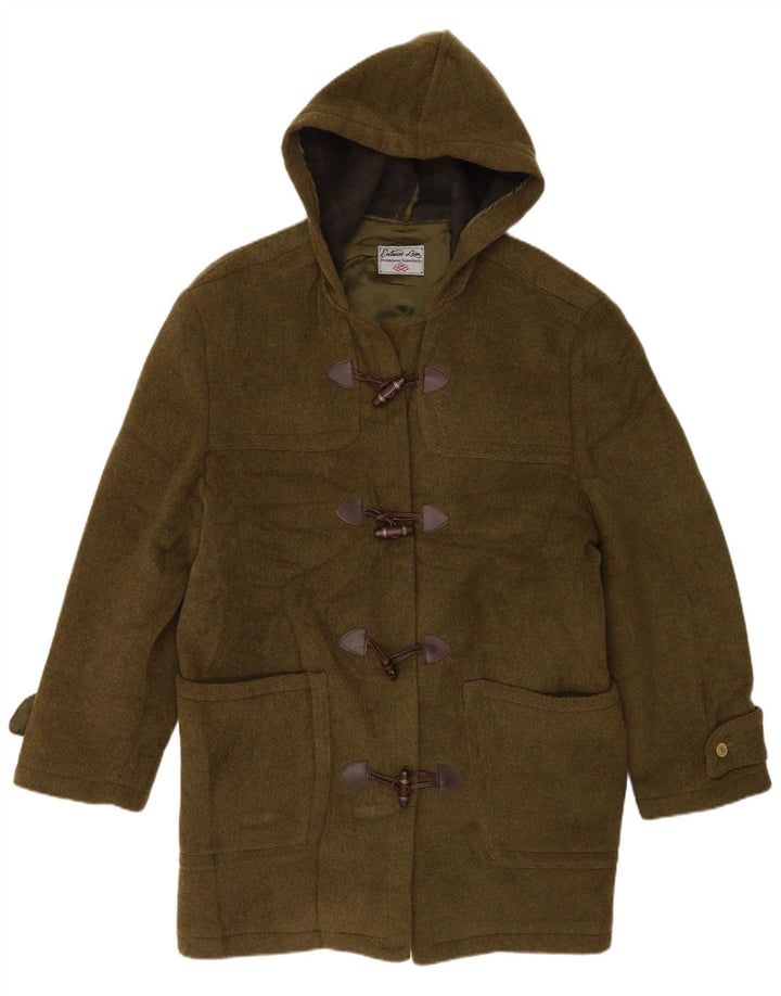 Zip pentru femei cu glugă Duffle Coat UK 16 mare lână verde