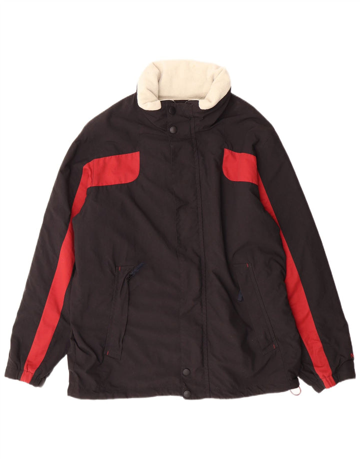 NAUTICA Mens Hooded Reversible Jacket UK 38 Medium Black Colourblock Nylon