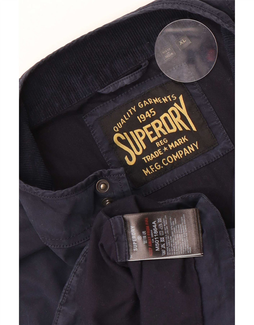 Jachetă Bomber Superdry pentru bărbați UK 42 XL, bumbac bleumarin