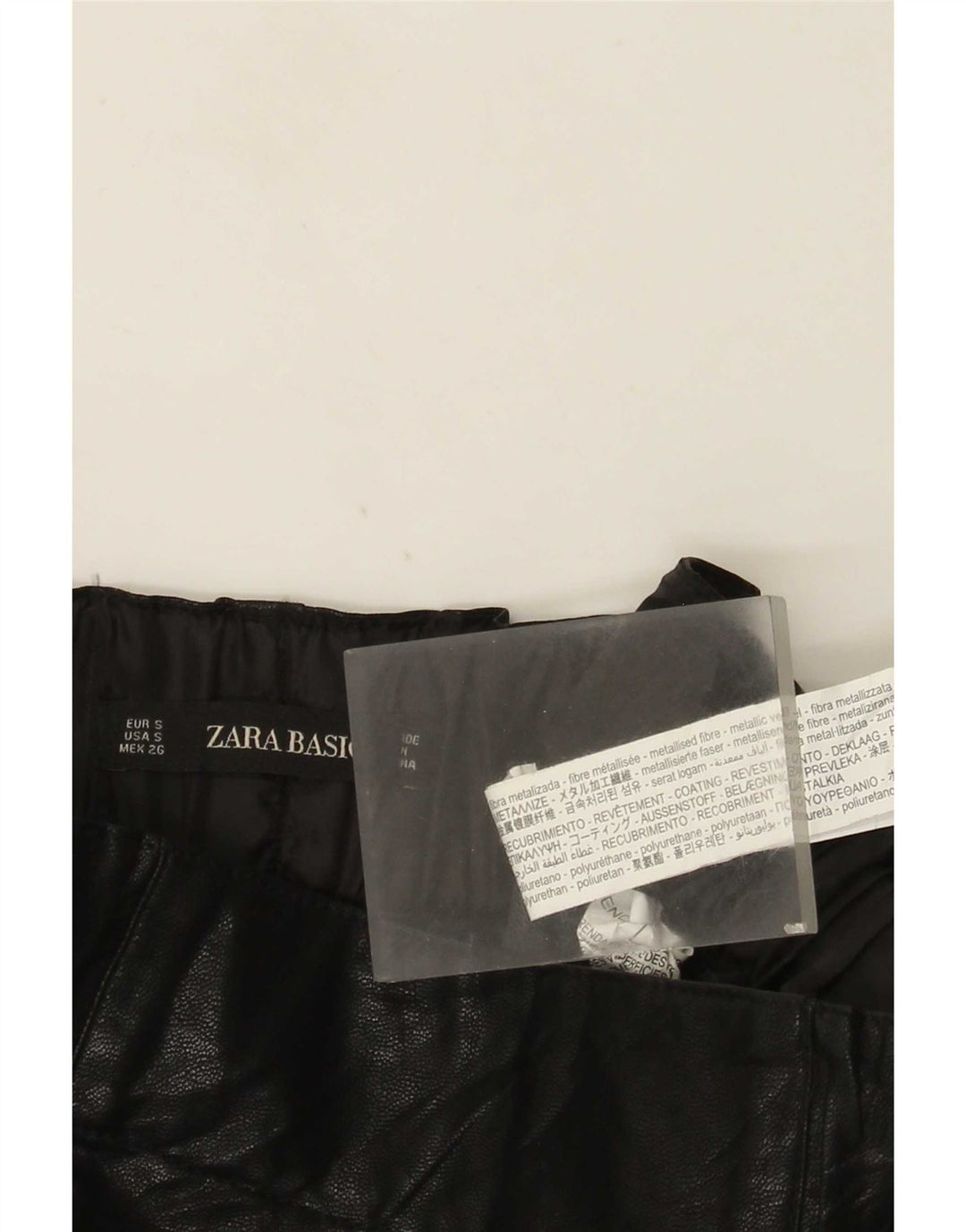 Fusta mini din piele artificială Zara pentru femei Mic W26 Poliuretan negru