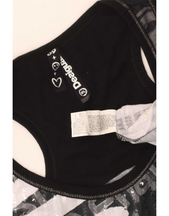 Desigual Womens Graphic Vest Top UK 18 XL Poliester negru