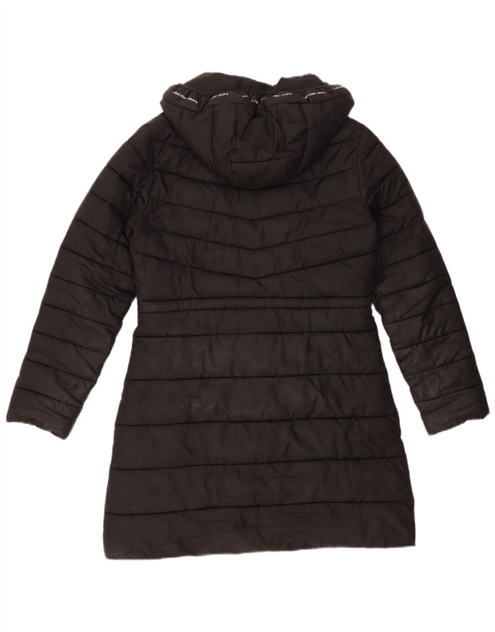 Palton căptușit cu glugă Calvin Klein pentru femei UK 14 Poliester mediu negru