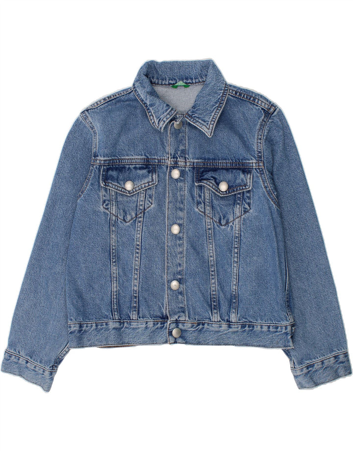 BENETTON Boys Denim Jacket 7-8 Years Medium Blue Cotton Vintage Benetton and Second-Hand Benetton from Messina Hembry 