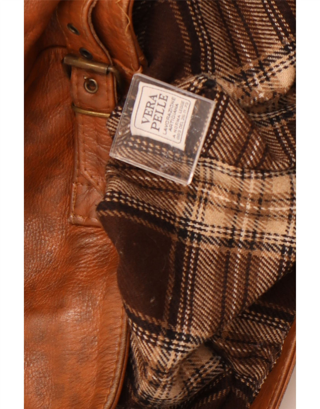 Jachetă de piele vintage pentru femei UK 18 XL din piele maro cu pete