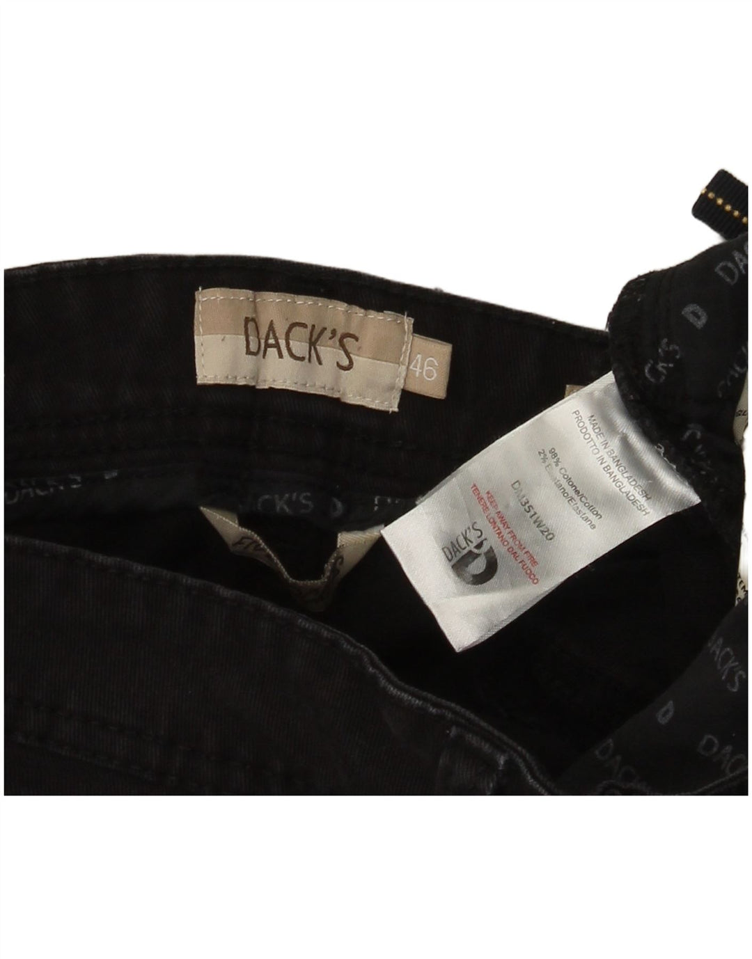 Dack's Blugi Drepți Slim Fit pentru bărbați IT 46 Small W30 L30 Bumbac negru