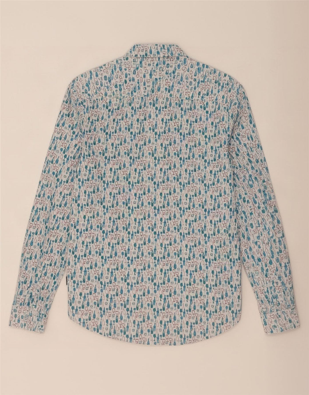 White Stuff Cămașă Slim Fit pentru bărbați cu model abstract, bumbac albastru mic