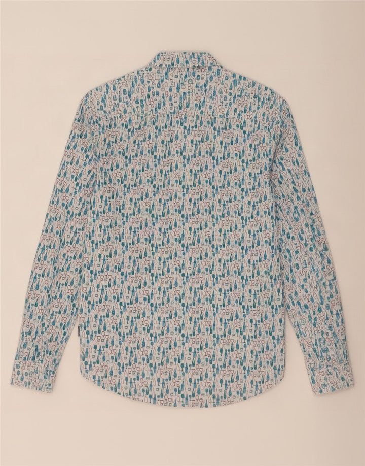 White Stuff Cămașă Slim Fit pentru bărbați cu model abstract, bumbac albastru mic