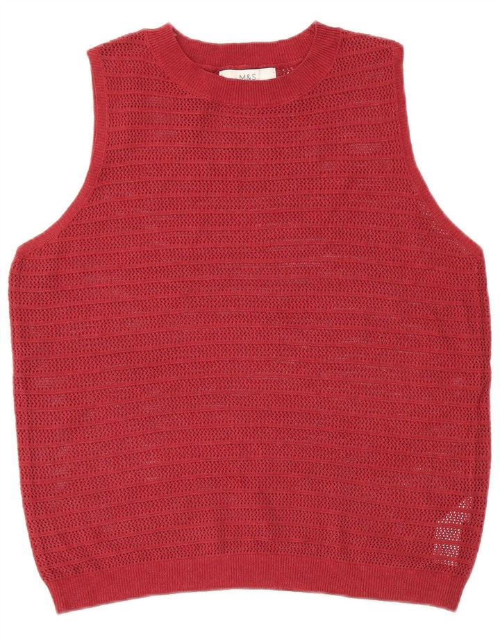 MARKS & SPENCER Crop Vest Tank Top pentru femei UK 14 Medium Burgundy Poliester