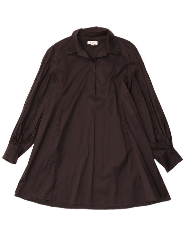 Cos Womens Long Sleeve A-Line Dress EU 44 Medium Black Cotton
