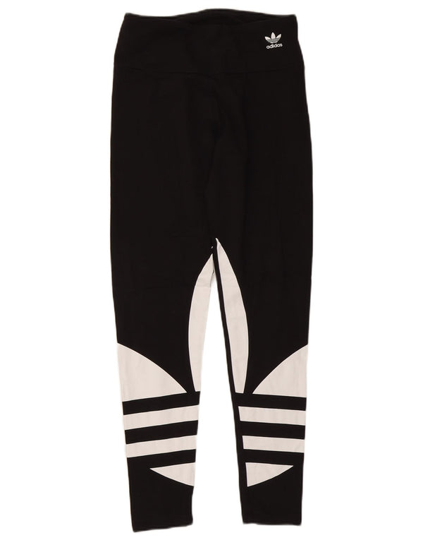 Leggings grafic Adidas pentru femei UK 12 mediu negru, bumbac color bloc