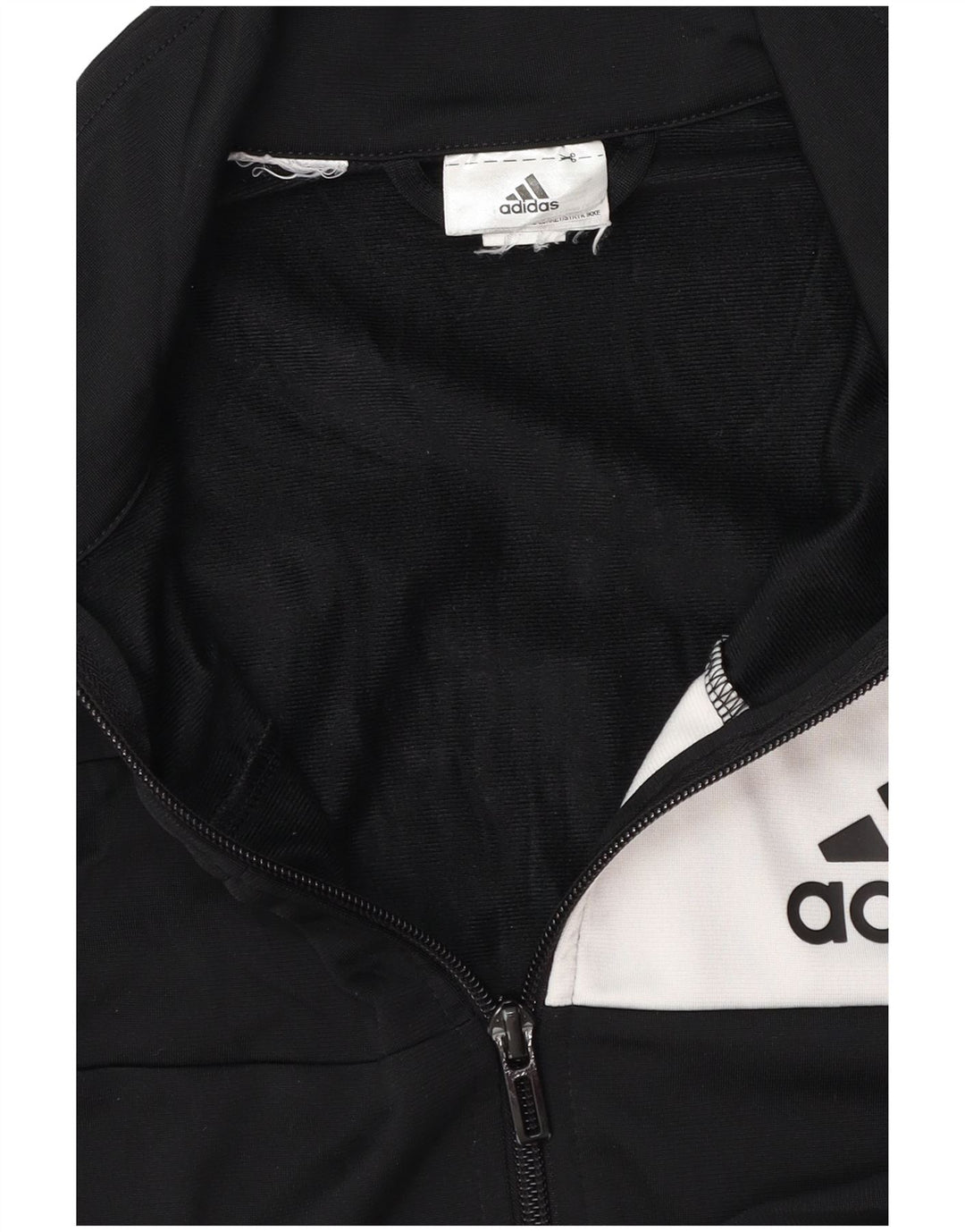 ADIDAS Boys Tracksuit Top Jacket 13-14 Years Black Colourblock