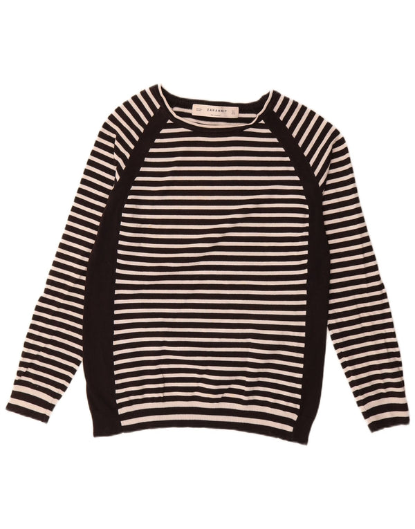 Pulover pentru femei Zara, cu gât de barcă, UK 14, mare, cu dungi negre