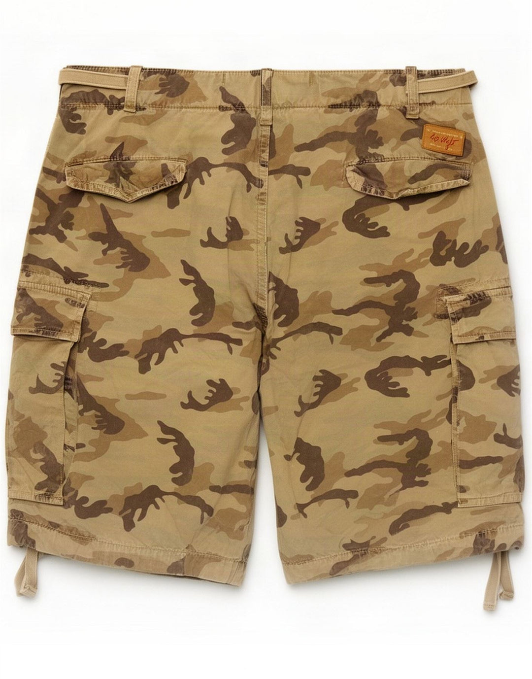 40Weft Mens Cargo Shorts XL W38 Beige Camouflage